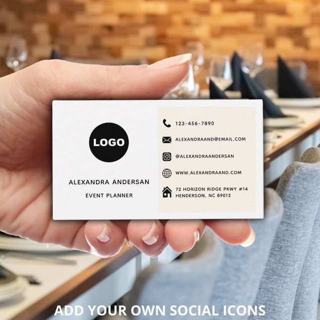 Logotyp för anpassningsbarnas moderna, minimalisti visitkort (Custom Modern Minimalist Social Media Website Logo Business Card - Wedding Party Scenario)