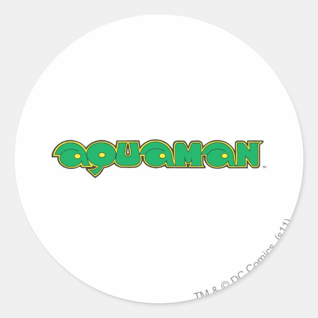 Logotyp för Aquaman Grönt Runt Klistermärke (Framsida)
