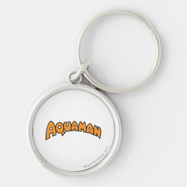 Logotyp för Aquaman Orange Rund Silverfärgad Nyckelring (Framsidan)