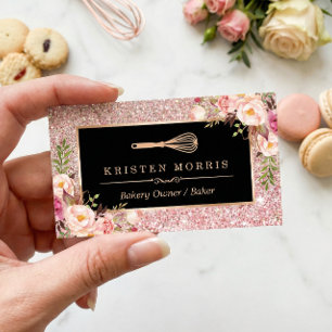 Logotyp för Bakery Chef Whisk BLOMMIGT RO GULD G Visitkort