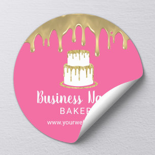 Logotyp för bakverk Chef Guld Cake Sweet Rosa Runt Klistermärke