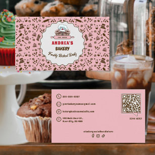 Logotyp för bakverk och QR-kod Anpassningsbar för  Visitkort