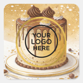 logotyp för bakverk, vattenfärg fyrkantigt klistermärke