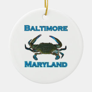 Logotyp för Baltimore Maryland blåttkrabba Julgransprydnad Keramik