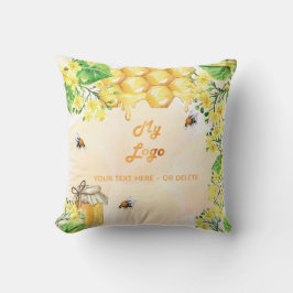 Logotyp för bihonung i gula blommor kudde