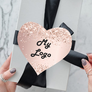 logotyp för bildbranschen i Ro guld glitter Hjärtformat Klistermärke