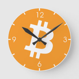 Logotyp för Bitcoin Cryptocurrency Rund Klocka