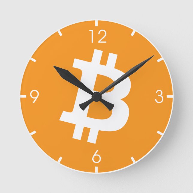 Logotyp för Bitcoin Cryptocurrency Rund Klocka (Framsida)
