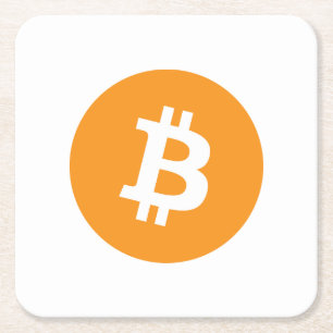 Logotyp för Bitcoin Cryptocurrency Underlägg Papper Kvadrat