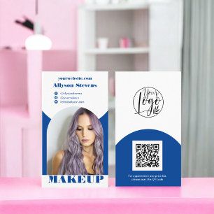 Logotyp för blå arch-makeup boho-fotoqr-kod visitkort