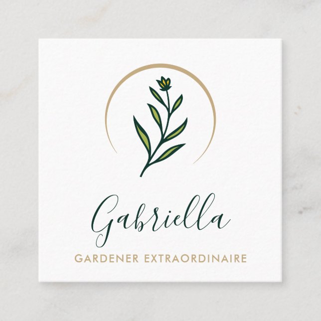 Logotyp för Blommigt av trädgårdsodlarens Anpassni Fyrkantigt Visitkort (Framsida)