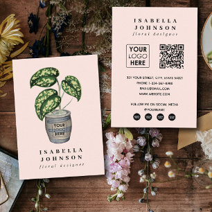 Logotyp för blommigt Designer Rosa QR-kod Social M Visitkort