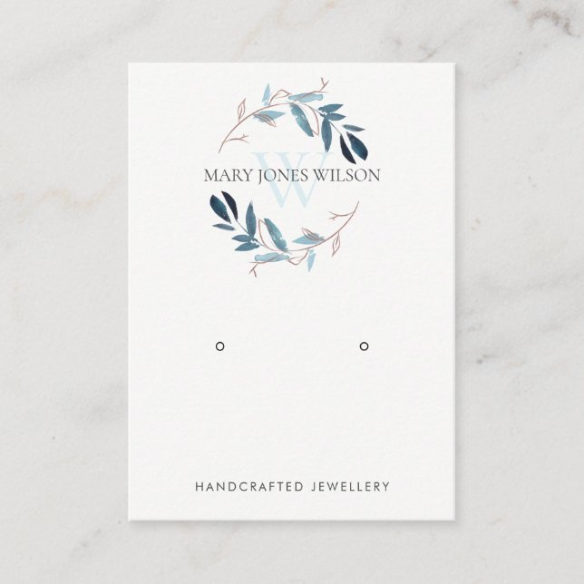 LOGOTYP FÖR BLUE ROSA FOLIAGE MONOGRAM ÖKNING AV V VISITKORT (Framsida)