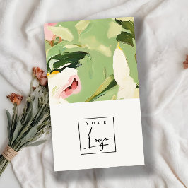 Logotyp för Boho Colorful Grönt Rosa Painting Blom Visitkort