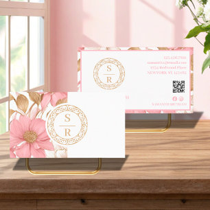 Logotyp för botaniska monogram Vapensköld Blommigt Visitkort