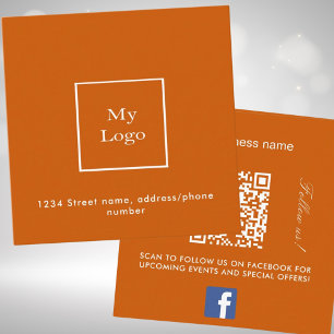 Logotyp för bränd orange QR Facebook följer oss Fyrkantigt Visitkort