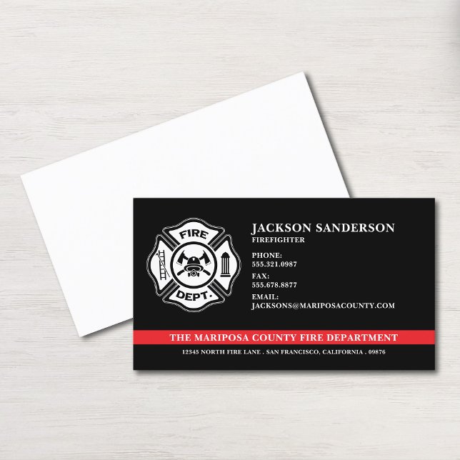 Logotyp för brandsläckarbrandavdelning Anpassnings Visitkort (Firefighter Fire Department Custom Logo Business Card)