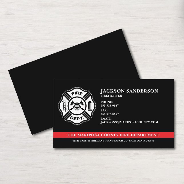 Logotyp för brandsläckarbrandsläckare i anpassning visitkort (Custom Firefighter Fire Department Logo Business Card)
