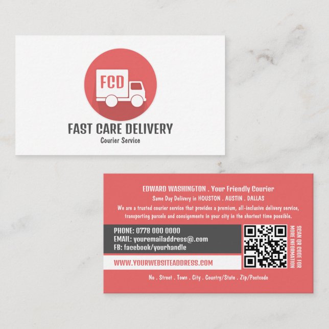 Logotyp för budleverans, kurirtjänst visitkort (Fram/baksida)