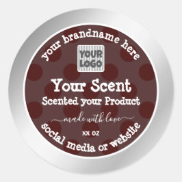 Logotyp för Burgundy- och Silver-produktförpacknin Runt Klistermärke