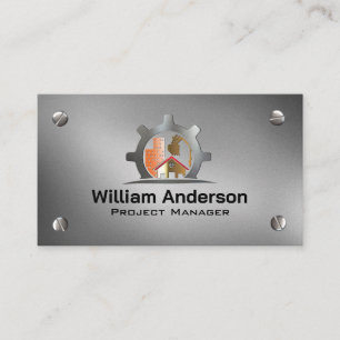 Logotyp för byggnadsavgrävare   Metalliska skruvar Visitkort