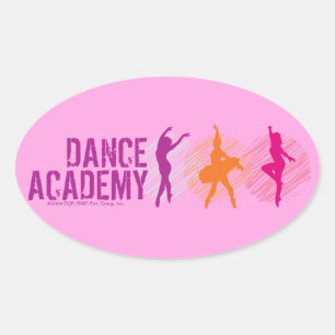 Logotyp för dansare för dansakademifärg ovalt klistermärke