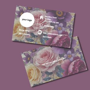 logotyp för elegant av färgstark blommigt, Profess Visitkort