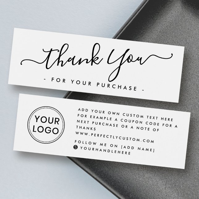logotyp för elegant av skript litet visitkort (Elegant script business logo thank you insert card)