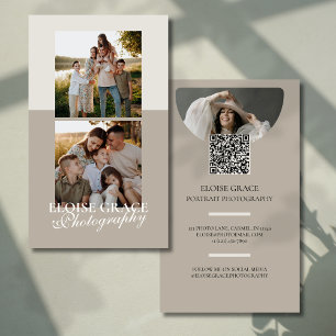Logotyp för elegant och QR-kodfoto Visitkort