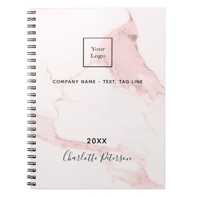 Logotyp för elegant rosa marmorverksamhet anteckningsbok (Framsidan)