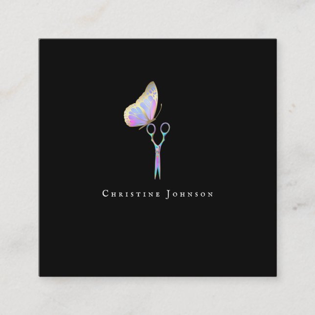 logotyp för elegantens hårstilist fyrkantigt visitkort (Framsida)