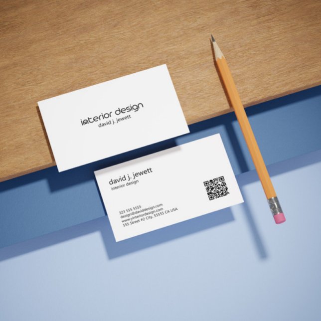 Logotyp för enkel Inredingsdesign i svartvitt Visitkort (Skapare uppladdad)