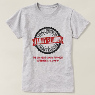 Logotyp för familjeåterförening svart röd t shirt