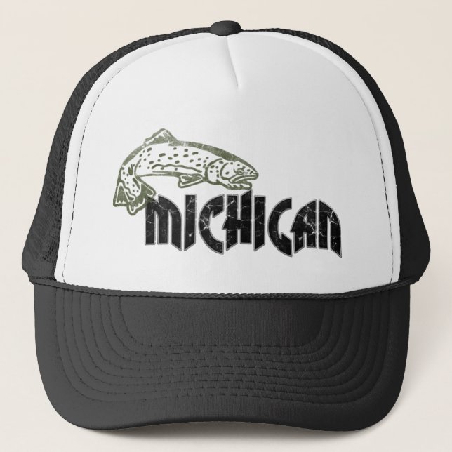 LOGOTYP FÖR FISKMICHIGAN VINTAGE TRUCKERKEPS (Framsida)