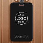 Logotyp för företag | Black Modern Professionell T Bagagebricka<br><div class="desc">En vanlig anpassningsbar svart bagageetikett i ett modernt minimalistiskt stil som lätt kan uppdateras med företagets logotyp,  slogan och affärsinformation. #bagagetag #logotyp #business #resans</div>