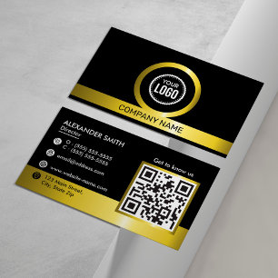 Logotyp för företag i QR-koden Black och Guld Prof Visitkort