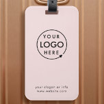 Logotyp för företag |  Rosa - säljfrämjande resor Bagagebricka<br><div class="desc">En enkel anpassningsbar  rosa-bagagemall i ett modernt minimalistiskt stil som lätt kan uppdateras med företagets logotyp,  slogan och affärsinformation. #bagagetag #logotyp #business #resans</div>