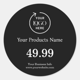 Logotyp för företag | Svart produktetikett för Pri Runt Klistermärke