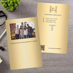 logotyp för foto för Guld-företag, qr-kod Flygblad