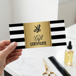 Logotyp för frisörsalong Guld & Svart-vit rand pre