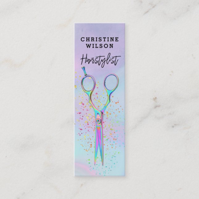 logotyp för frisörsaxar mini visitkort (Framsida)