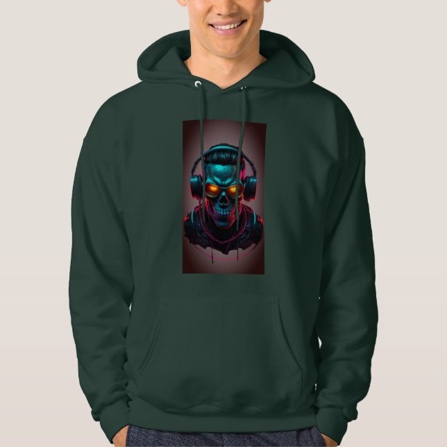 logotyp för futuristiska Skullskjorta Hoodie (Framsida)