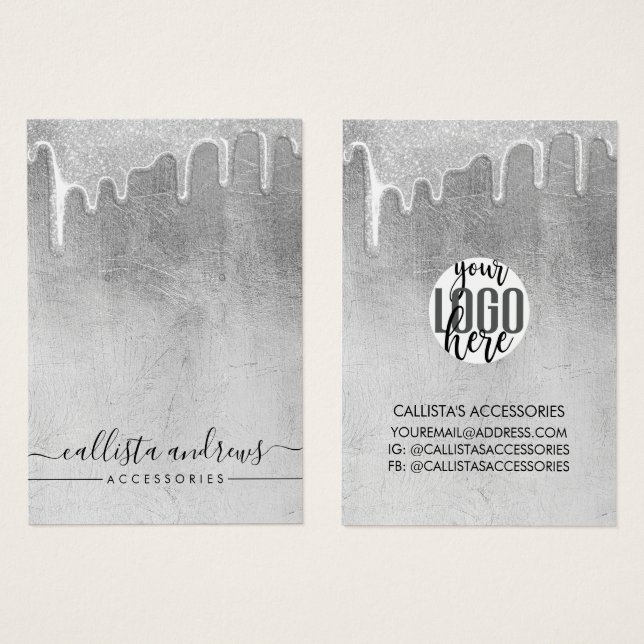 Logotyp för Glamorösa Silver Tick Glitter-drivruti Visitkort (Framsida & baksida)