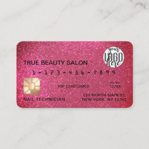 Logotyp för Glamous Sparkly Rosa Glitter Kredit-ko Visitkort