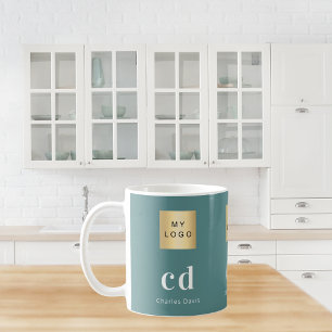 logotyp för grönt i namn-monogram kaffemugg