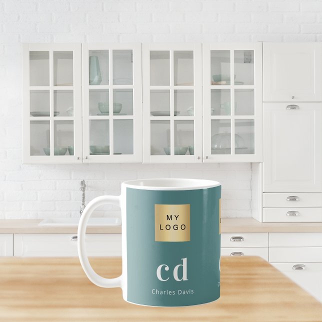 logotyp för grönt i namn-monogram kaffemugg (Skapare uppladdad)