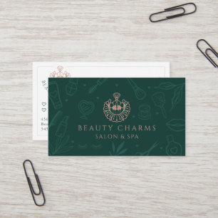 Logotyp för Grönt och Rosa av skönhetsavgifter Visitkort