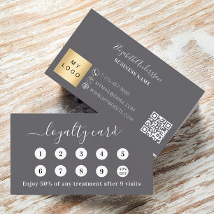 Logotyp för handel med grått qr-kod för kol lojalitetskort