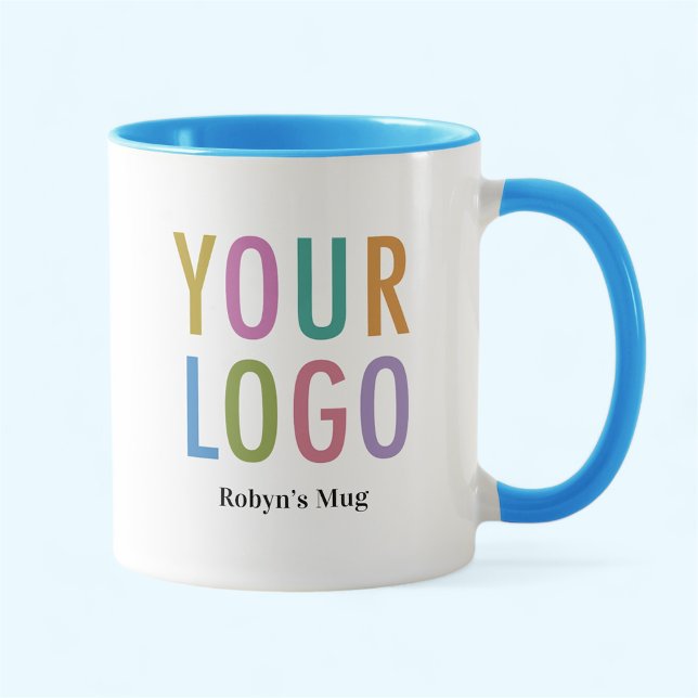 Logotyp för Himmel Blue and White Mugg Anpassnings (MISOOK 11 oz Bright Blue Two Tone Mug with Logo)