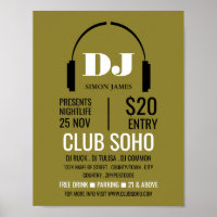 Logotyp för hörlurar, DJ, Klubb Event Advertising